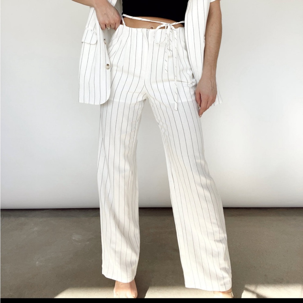 Spring Chic Striped Linen Pants